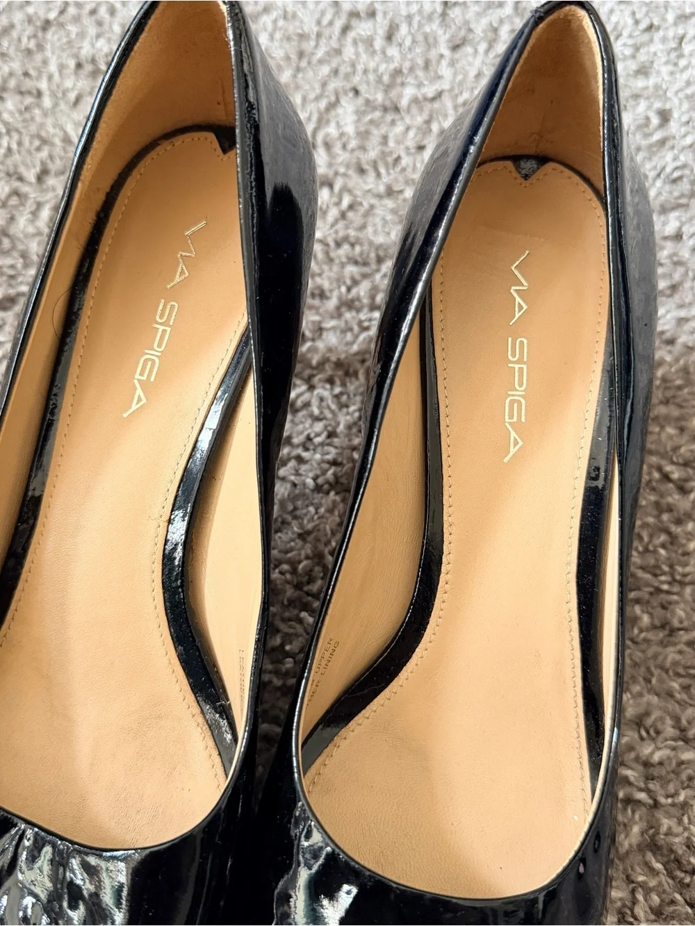 Via Spiga Made in Italy Black  Peep-Toe Platform Heels with Cork Heel size 7.5